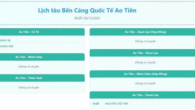 Lịch Hoạt Động Các Hãng Tàu Tại Cảng Ao Tiên 2026